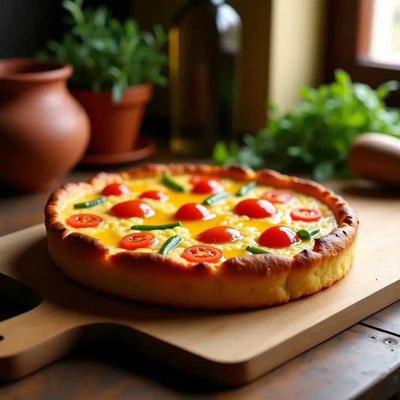 Torta de Gazpacho: Bizcocho Salado Manchego con Tomate, Pimiento y Aceite de Oliva