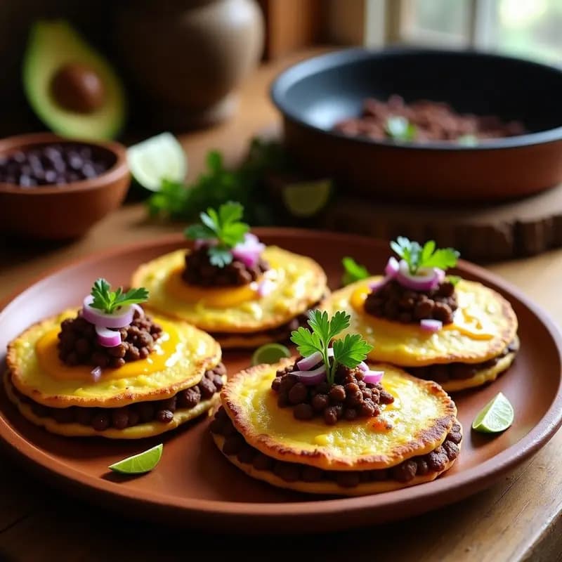 Tortas de Maíz con Frijoles Negros y Chorizo Vegano: Receta Mexicana en Comal