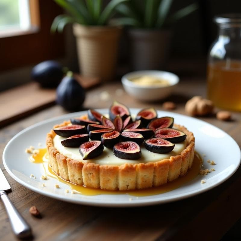 Torte de Queso de Cabra y Higos Negros: Postre Francés Sin Horno con Base de Almendras