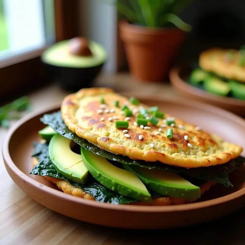 Tortilla de Algas Nori y Aguacate: Receta Vegana Alta en Proteínas para Desayunos Energéticos