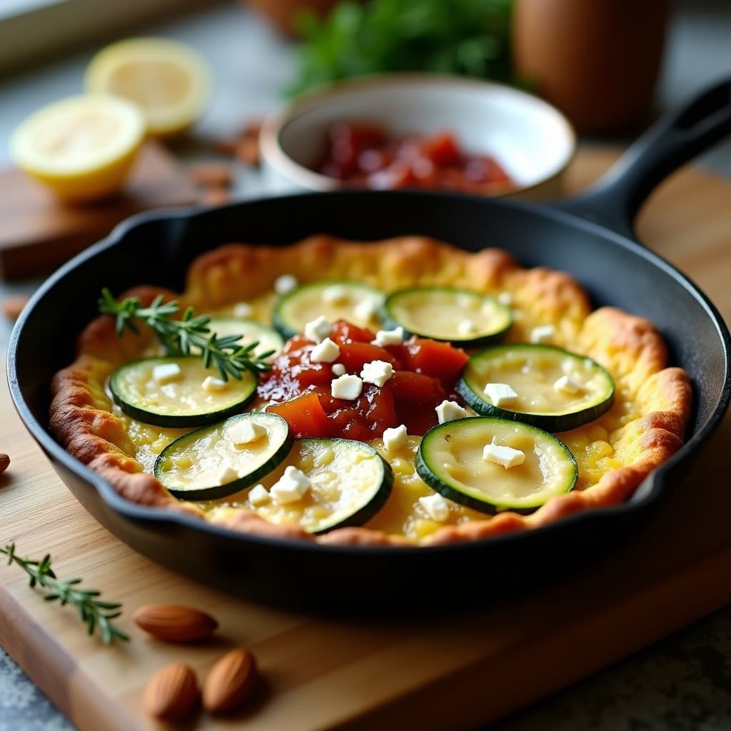 Tortilla de Calabacín y Queso de Cabra con Mermelada de Cebolla: Receta Keto en Sartén
