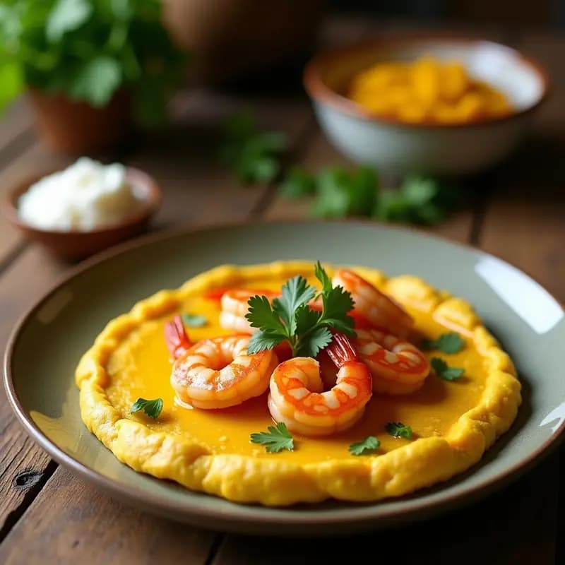 Tortilla de Camarones y Cúrcuma: Receta Española Keto con Aceite de Coco y Cilantro