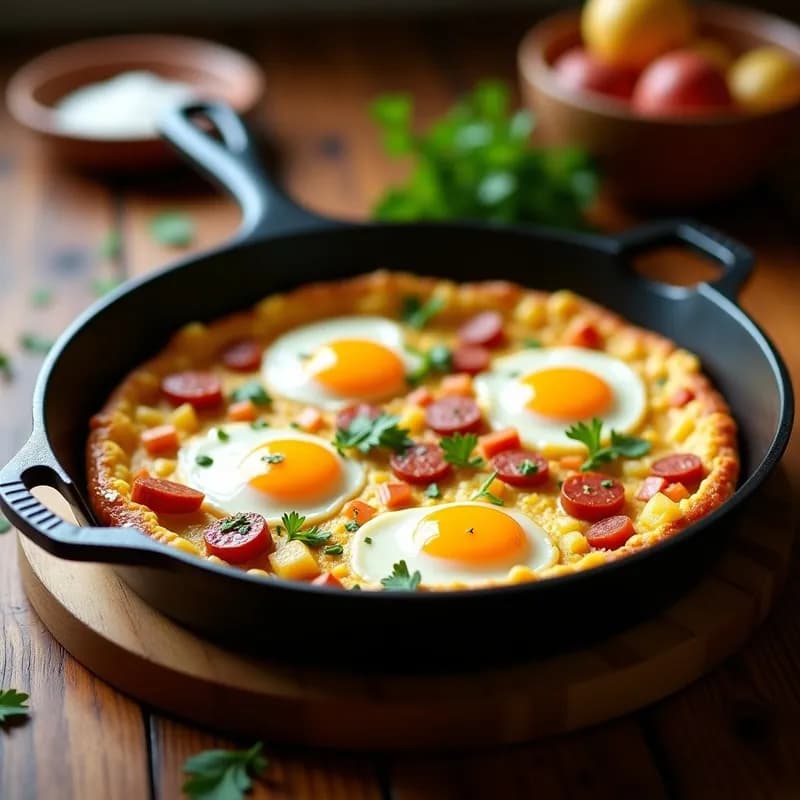 Tortilla Campera: Receta de Huevos con Patata y Chorizo en Sartén
