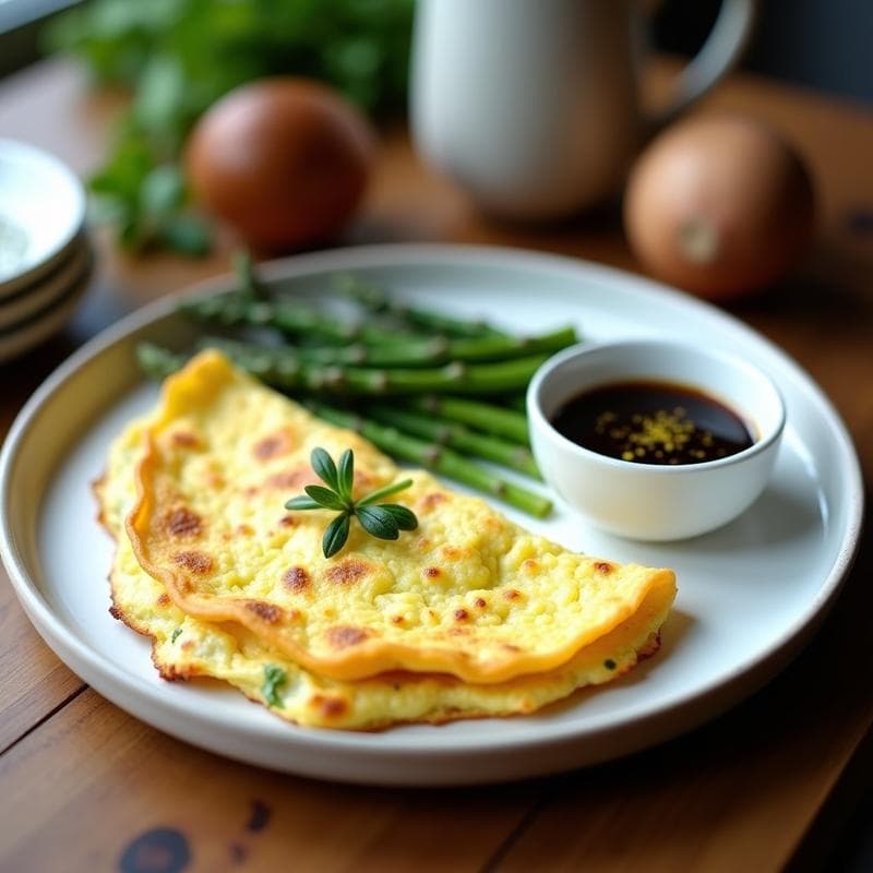 Tortilla de Claras con Espárragos Trigueros y Salsa de Ajo Negro: Desayuno Keto en 10 Minutos
