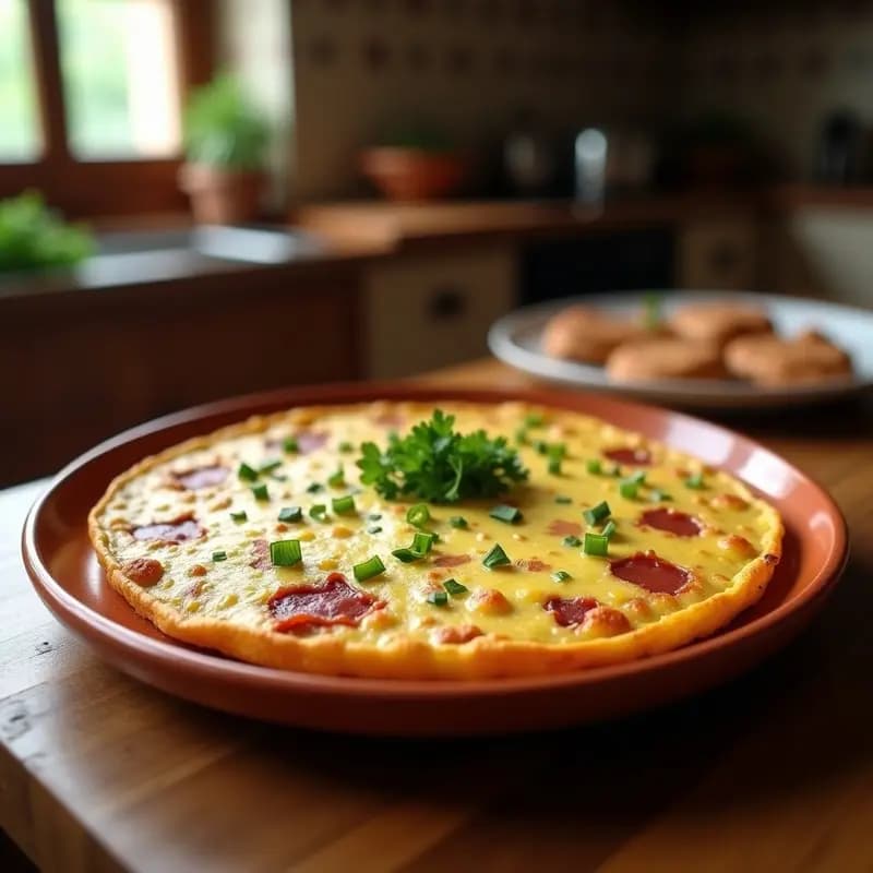 Tortilla de Colación con Jamón Serrano y Pimientos Verdes: Receta de Bar en Casa