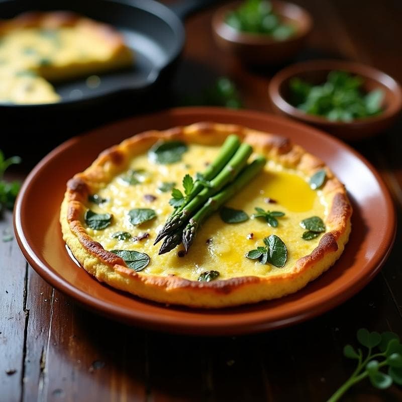 Tortilla de Espárragos y Queso de Oveja: Receta Sin Lactosa en Olla de Hierro en 15 Minutos