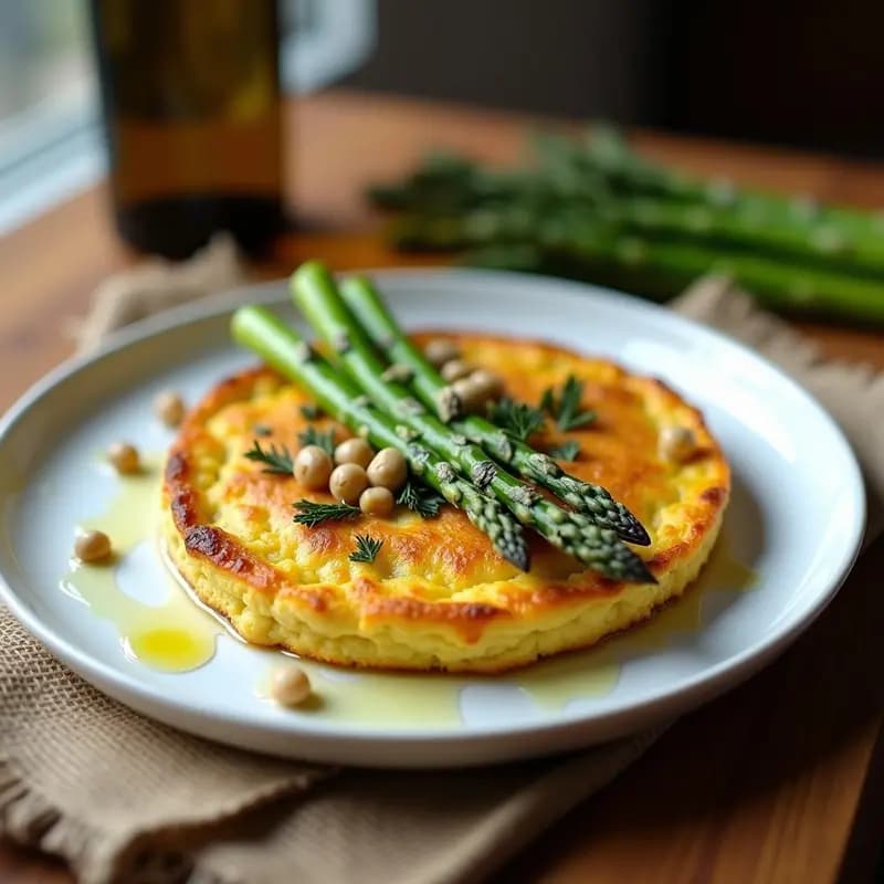 Tortilla de Garbanzos y Espárragos Trinidad: Receta Española Vegana con Toque Gourmet