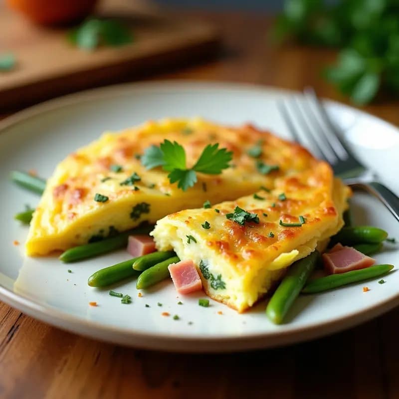 Tortilla de Haricots Verts y Jamón Serrano: Receta Franco-Española en 20 Minutos