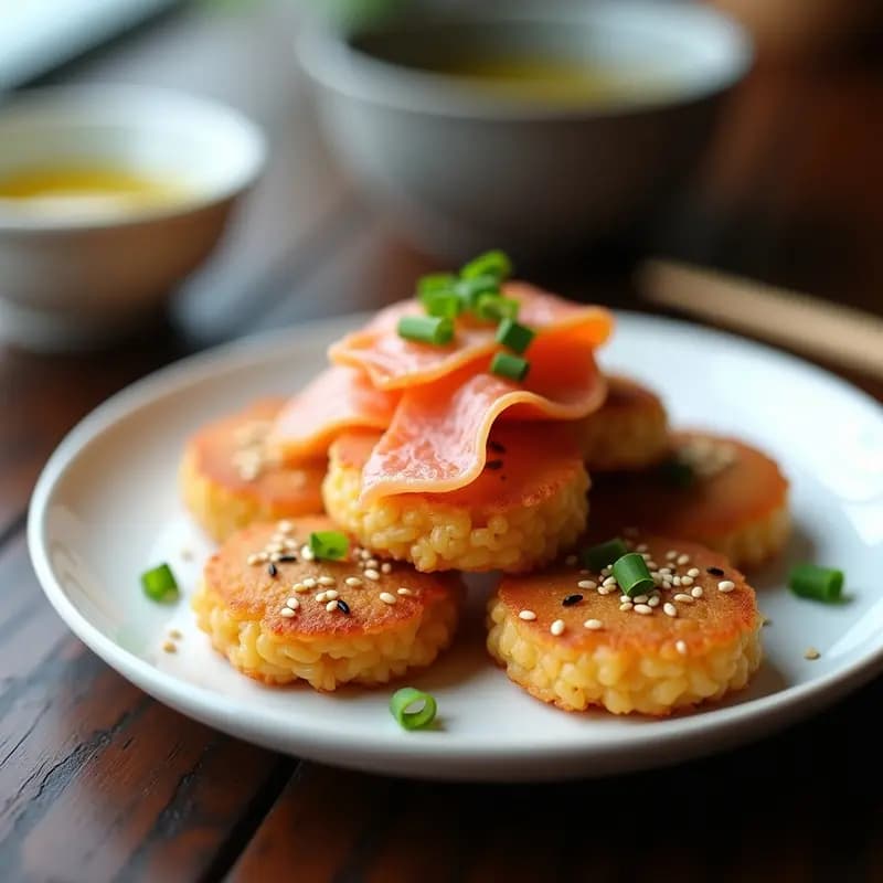 Tortitas de Arroz Fermentado con Salmón Ahumado: Receta Coreana Keto en 15 Minutos