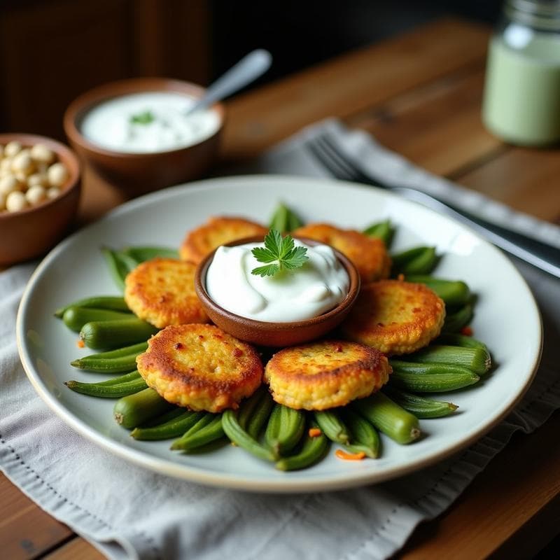 Tortitas de Bamia y Garbanzos con Salsa de Yogur de Coco: Receta Libanesa Sin Gluten