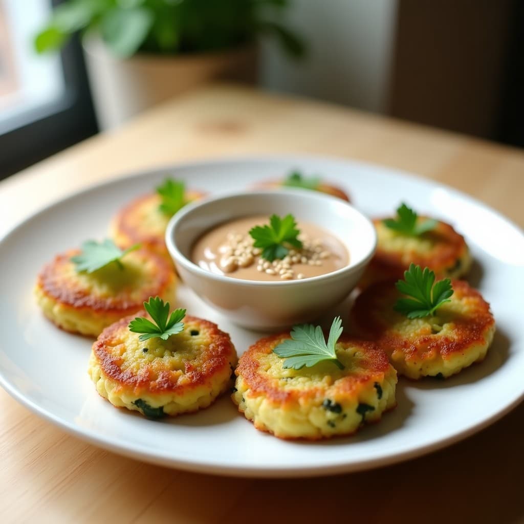 Tortitas de Calabacín y Edamame con Salsa de Sésamo: Receta Japonesa Vegana en Thermomix