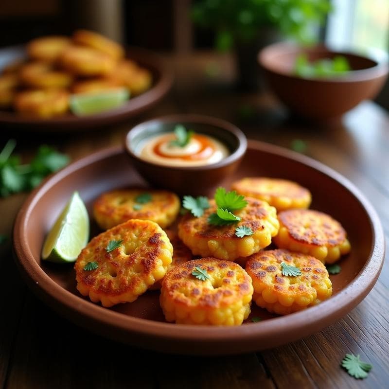 Tortitas de Camarones y Maíz con Salsa Chipotle: Entrante Mexicano Crujiente en Airfryer