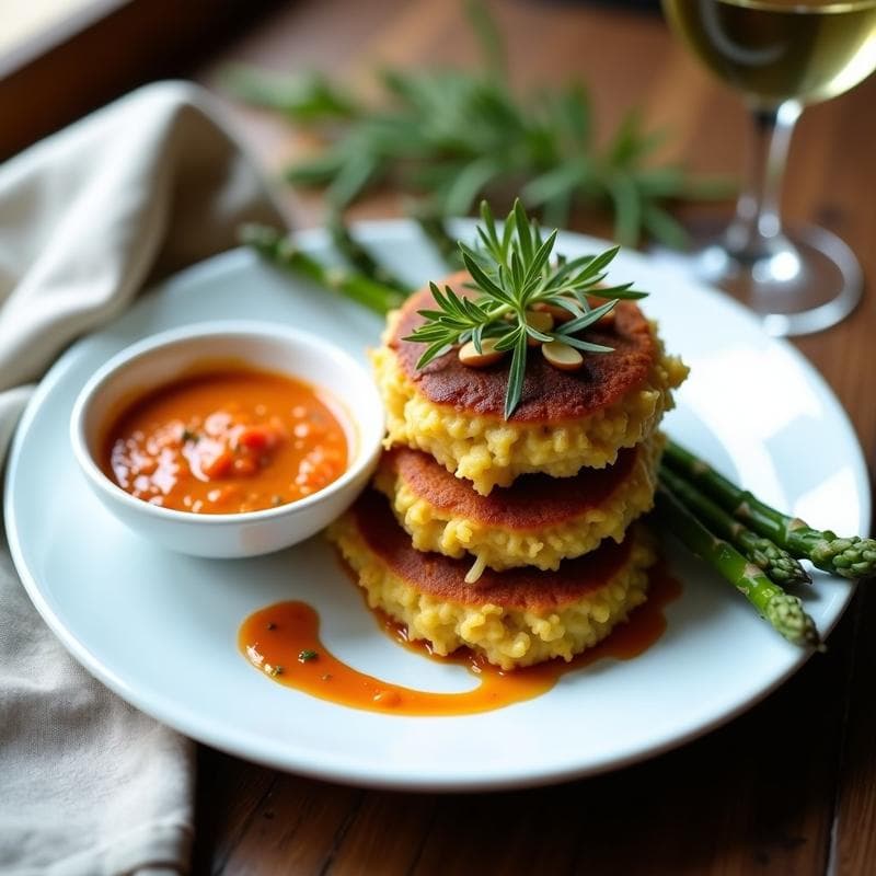 Tortitas de Espárragos Trigueros con Salsa Romesco: Receta Rápida y Sin Gluten en 20 Minutos