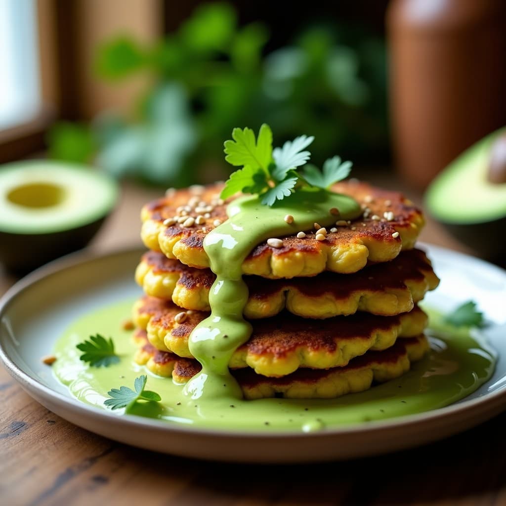 Tortitas de Espinacas y Queso de Cáscara con Salsa de Aguacate: Desayuno Mexicano Sin Lácteos