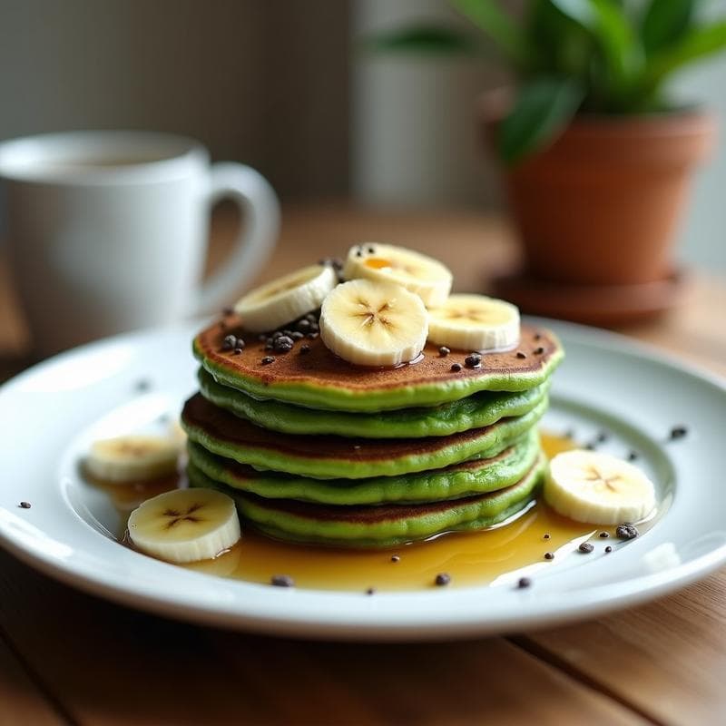 Tortitas de Espirulina y Banano: Desayuno Vegano y Alto en Hierro