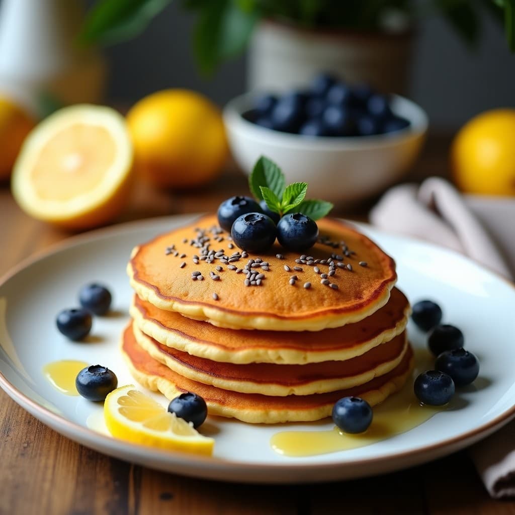 Tortitas de Harina de Cítricos y Arándanos: Desayuno Sin Gluten con Toque Ácido