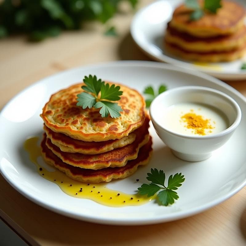 Tortitas de Harina de Lentejas con Salsa de Yogur de Soja: Desayuno Sin Gluten en 15 Minutos