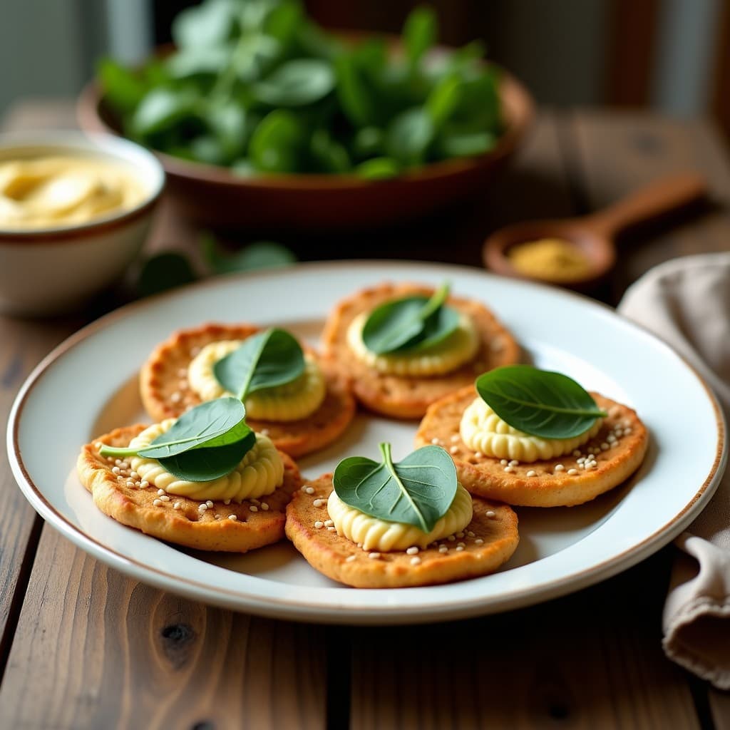Tortitas de Zaatar con Hummus y Espinacas: Receta Vegana en Airfryer Sin Aceite