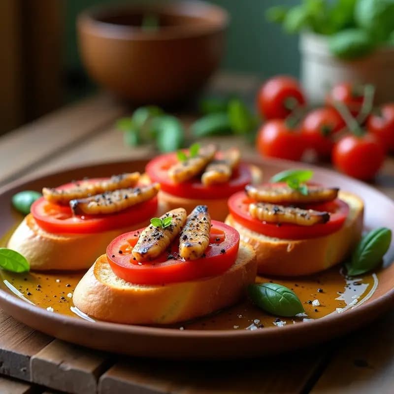 Tosta de Pan con Aceite, Tomate y Anchoas: Entrante Rápido y Sabroso