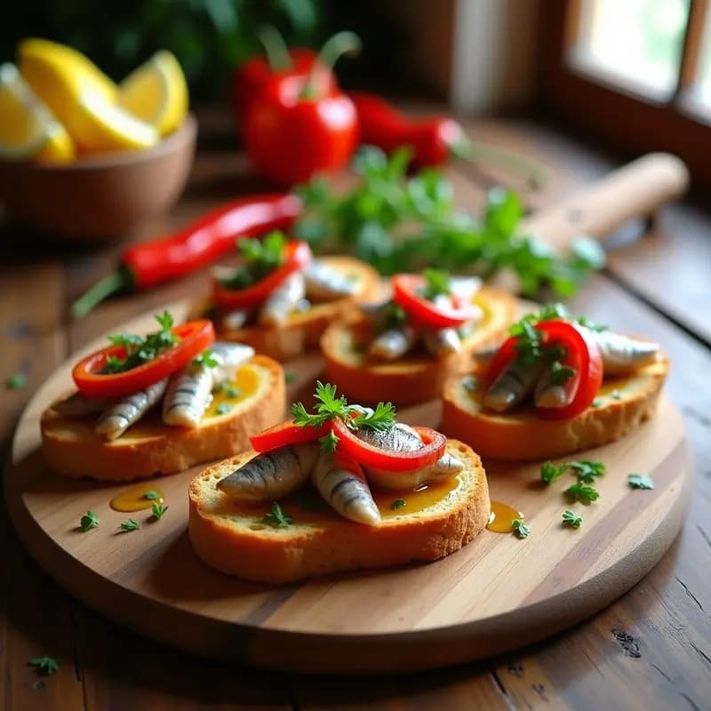 Tosta de pan con sardinas en aceite y pimientos asados: Tapa vasca alta en omega-3