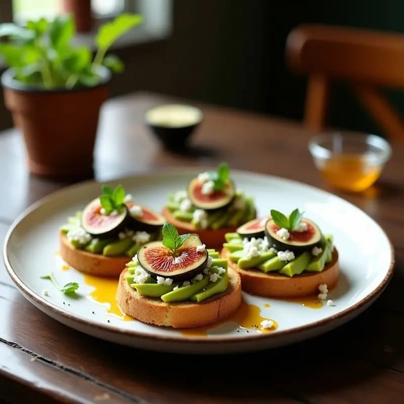 Tostadas de Aguacate con Higos y Vinagreta de Miel de Agave: Desayuno Mexicano Elegante