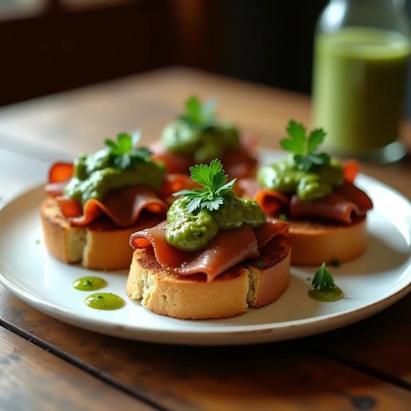 Tostadas de Cogote Ahumado con Mojo Verde: Receta Canaria Tradicional en 20 Minutos