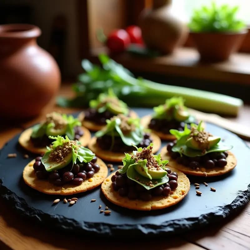 Tostadas Mexicanas de Frijoles Refritos y Huitlacoche: Receta Tradicional con Maíz Azul