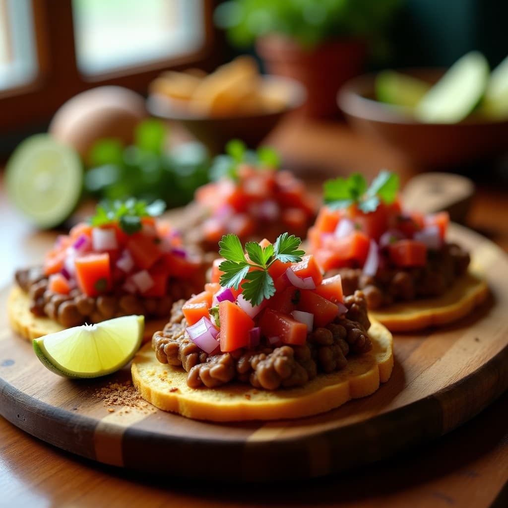 Tostadas de Pan de Maíz con Refried Beans y Pico de Gallo: Receta Tex-Mex Sin Gluten en 15 Minutos