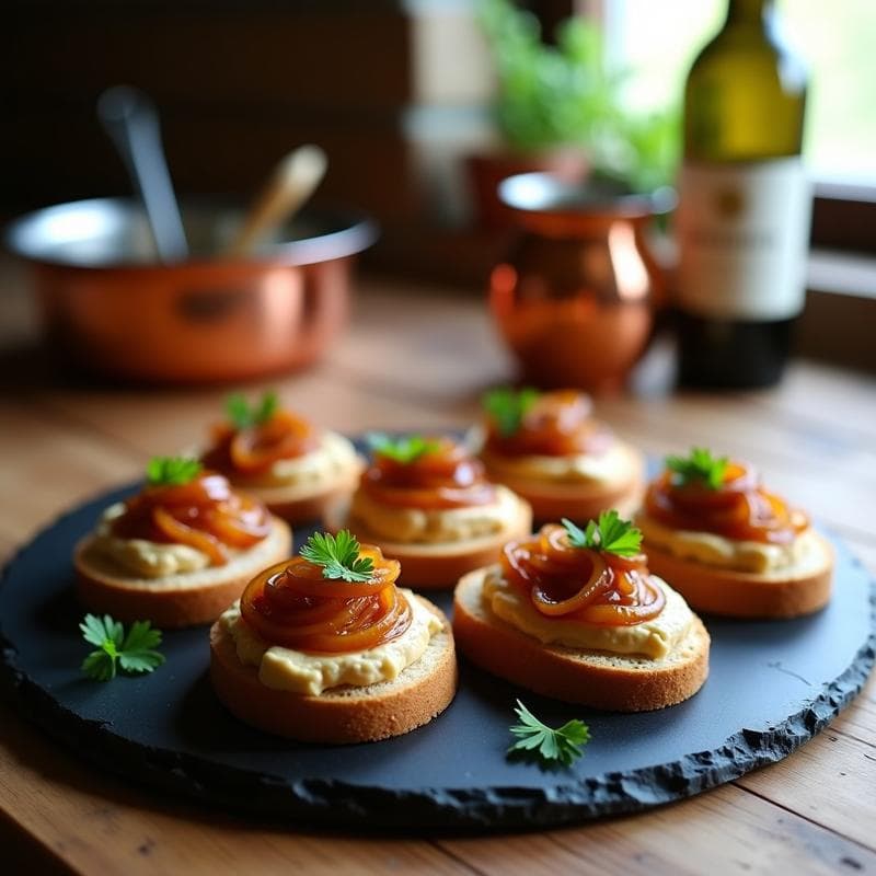 Tostadas de Pan de Almendra con Paté de Higado de Pollo y Cebolla Caramelizada: Aperitivo Francés Keto