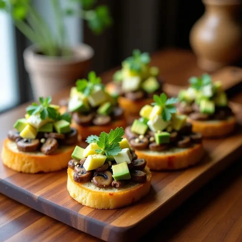 Tostadas de Pan de Almidón de Yuca con Ceviche de Champiñones: Receta Venezolana Sin Gluten