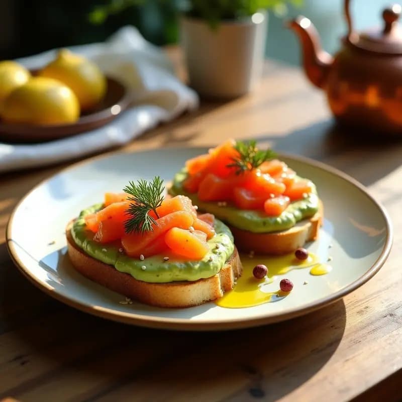 Tostadas de Pan Bebé con Aguacate y Huevas de Salmón: Receta Escandinava de Brunch