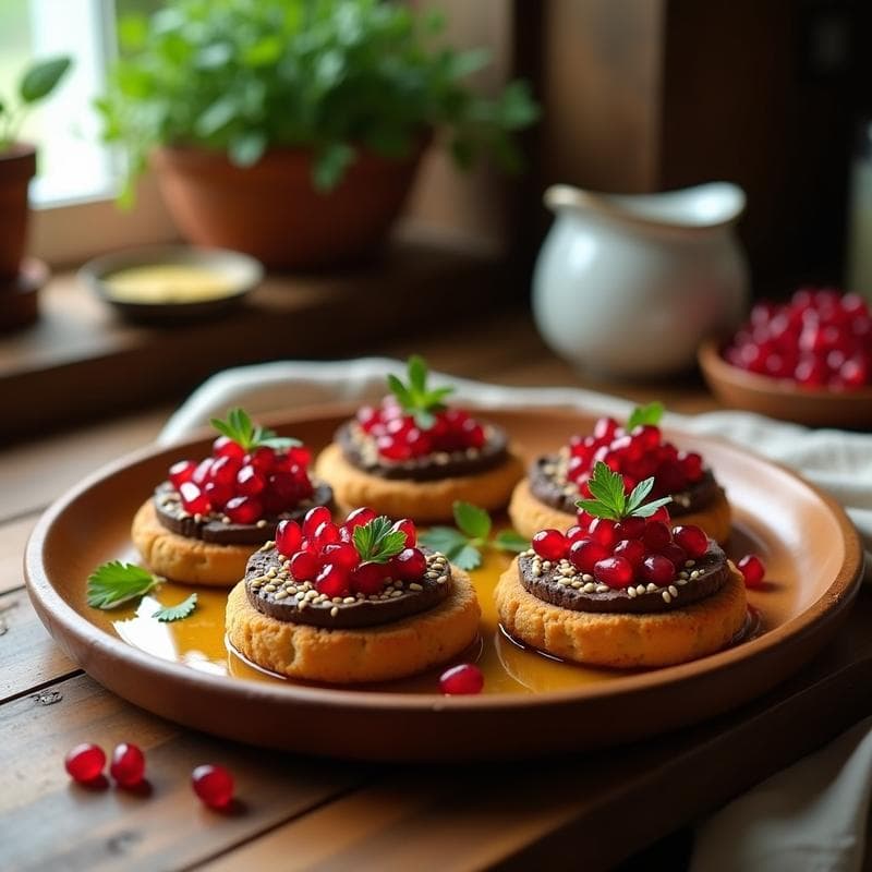 Tostadas de Pan de Garbanzo con Pâté de Berenjena Asada y Granada: Receta Sin Gluten en 20 Minutos