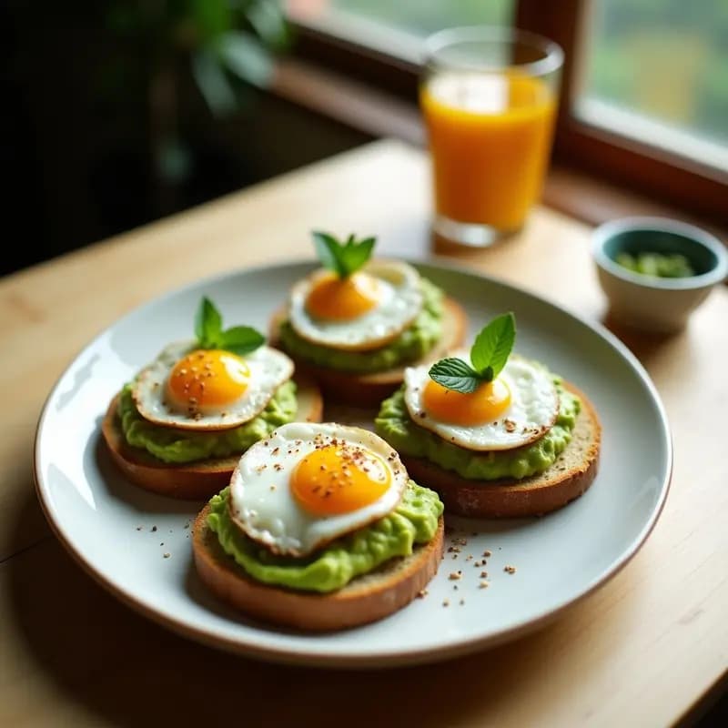 Tostadas de Pan de Trigo Verde con Aguacate y Huevo de Codorniz: Desayuno Iraní Alto en Nutrientes