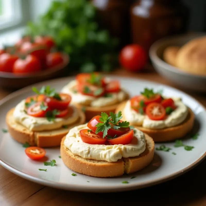 Tostadas de Pan de Pita con Hummus y Berenjena Asada: Entrante Mediterráneo