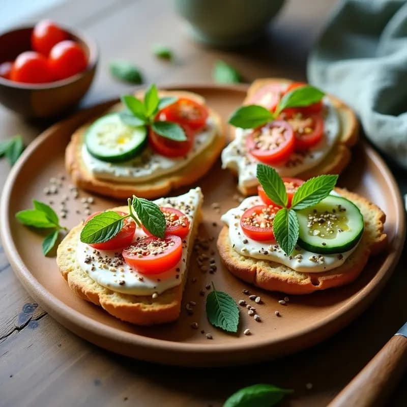 Tostadas de Pan de Pita con Labneh y Zaatar: Desayuno Libanés Alta en Proteína y Sin Gluten