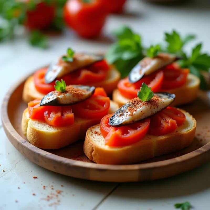 Tostas de Pan con Tomate, Anchoas y Pimentón: Desayuno o Cena Rápido y Sabroso