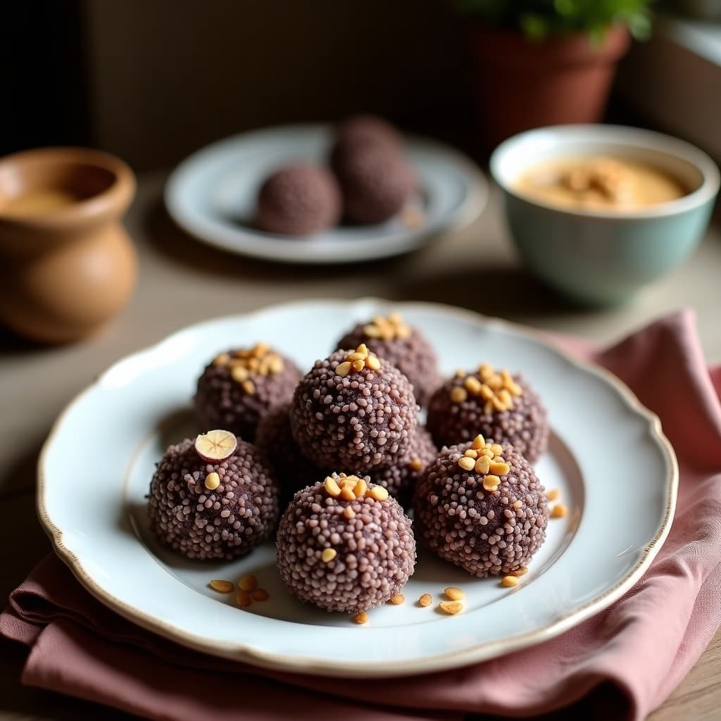 Trufas de Açaí y Coco con Relleno de Crema de Cacahuete: Postre Antioxidante Sin Horno