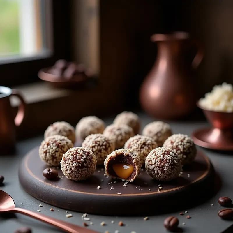 Trufas de Cacao y Café con Centro de Dulce de Leche: Postre Argentino Gourmet Sin Horno