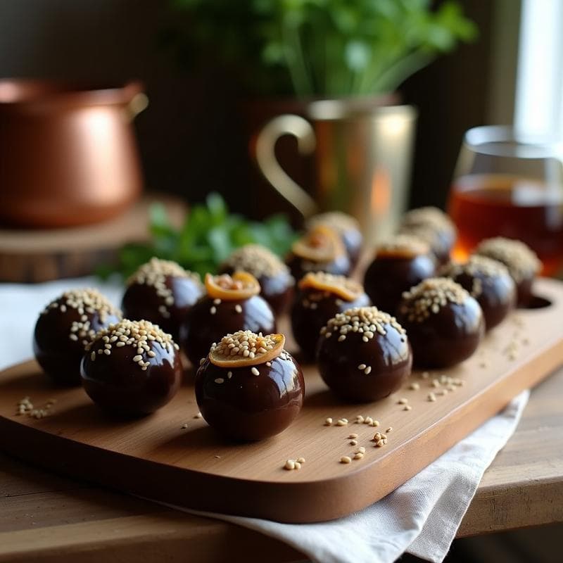 Trufas de Café y Champiñones Portobello: Aperitivo Vegano con Textura Carnosa