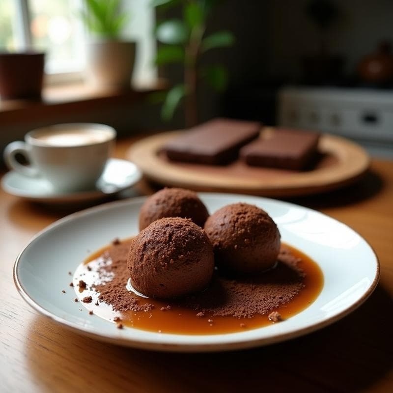 Trufas de Café y Dátiles con Cobertura de Cacao: Postre Vegano Sin Horno