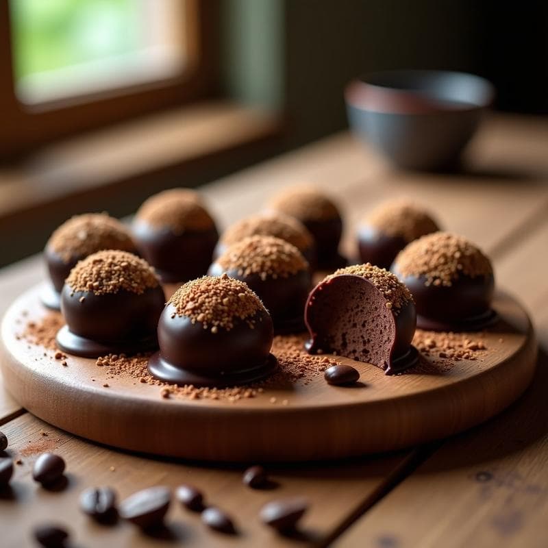 Trufas de Café y Semillas de Cáñamo con Cobertura de Cacao: Energía Natural Sin Azúcar