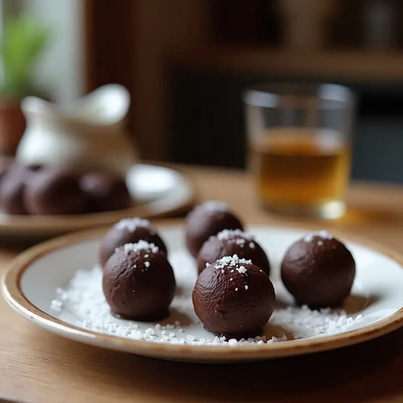 Trufas de Dátiles y Café con Cobertura de Chocolate y Sal Marina: Postre Árabe Gourmet