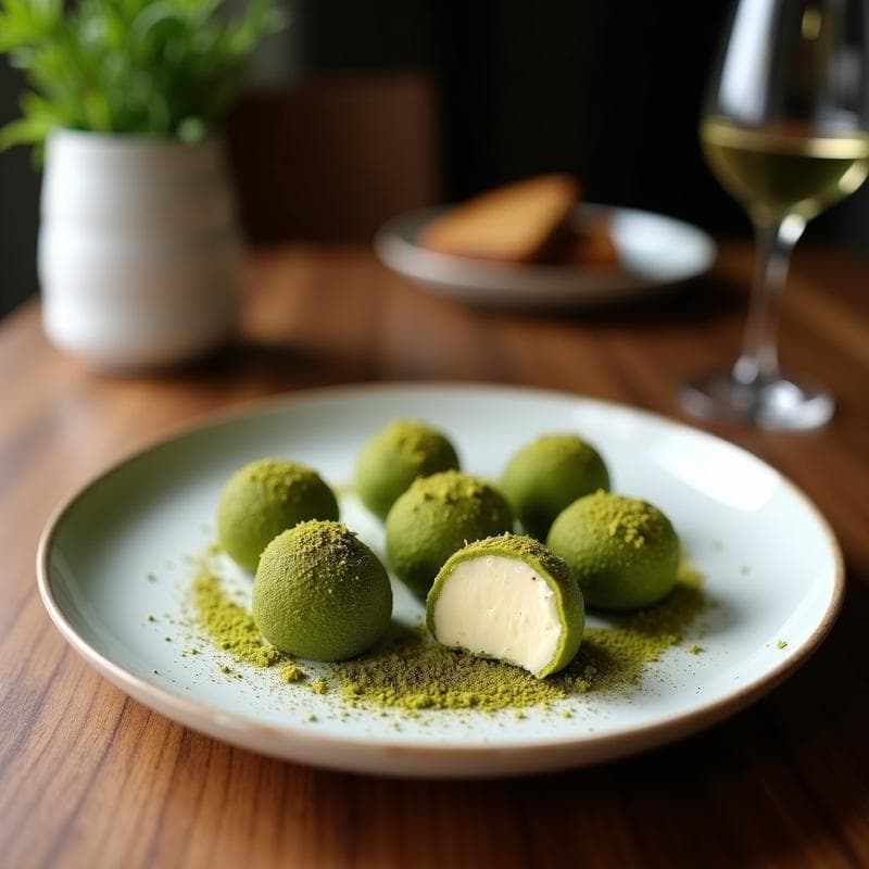 Trufas de Matcha y Cacao Blanco: Postre Japonés Keto Sin Azúcar en 15 Minutos