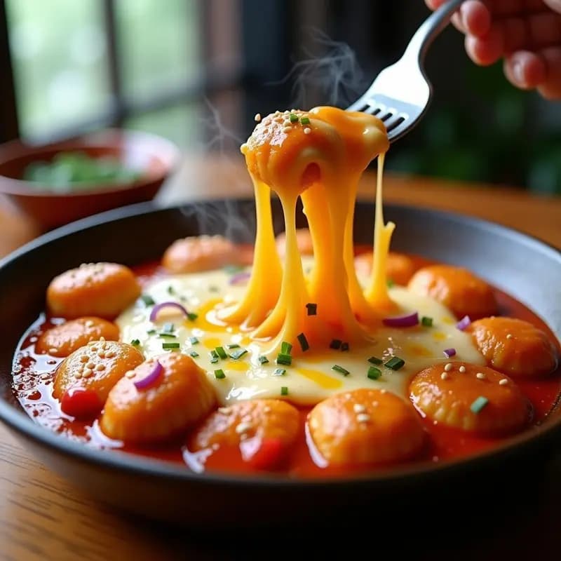 Tteokbokki Coreano con Queso Pull-Apart: Receta Picante y Adictiva en 15 Minutos