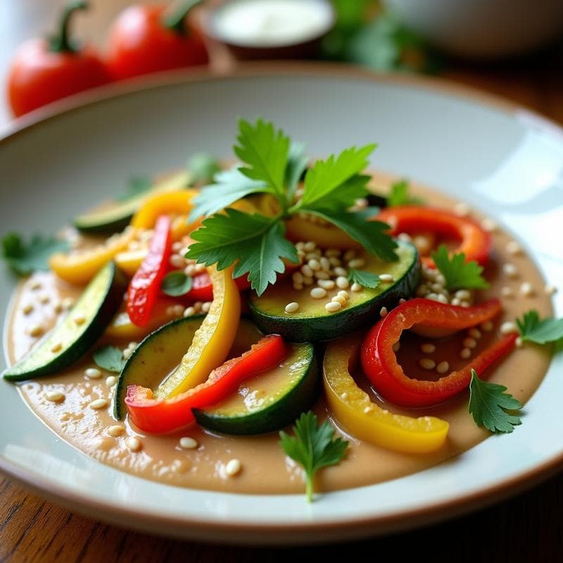 Wok de Calabacín y Mariachi con Salsa de Tahini: Receta Vegana y Sin Gluten en 20 Minutos