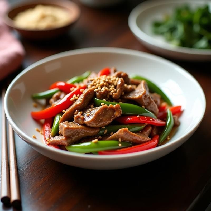 Wok de Ternera con Pimientos y Salsa de Cacahuete: Receta China en Thermomix
