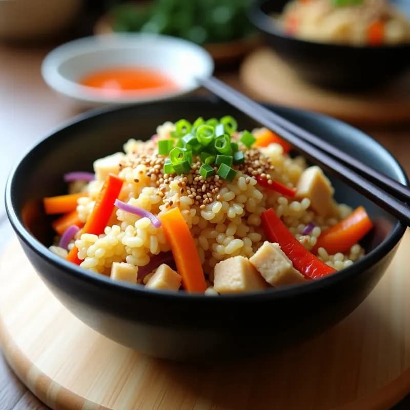 Yakimeshi con Pollo y Verduras en Airfryer: Receta Japonesa Express y Baja en Calorías