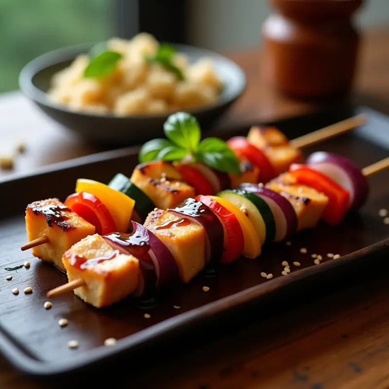 Yakitori de Pollo y Verduras con Glaseado de Miso y Mirin: Receta Japonesa en Airfryer