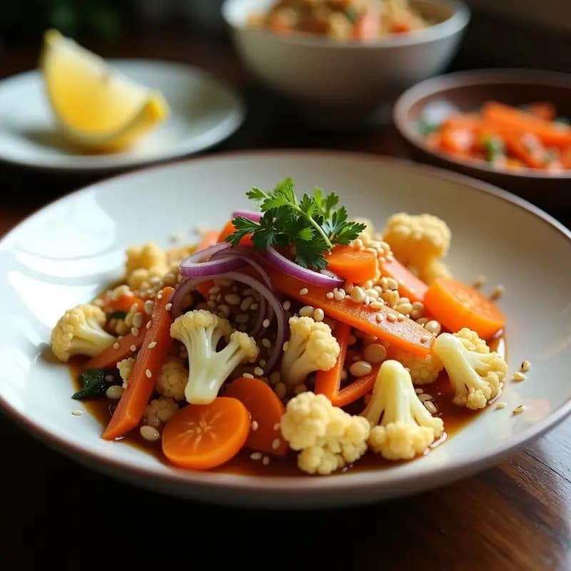 Yasai Itame de Coliflor y Zanahoria: Salteado Japonés Keto y Sin Soya