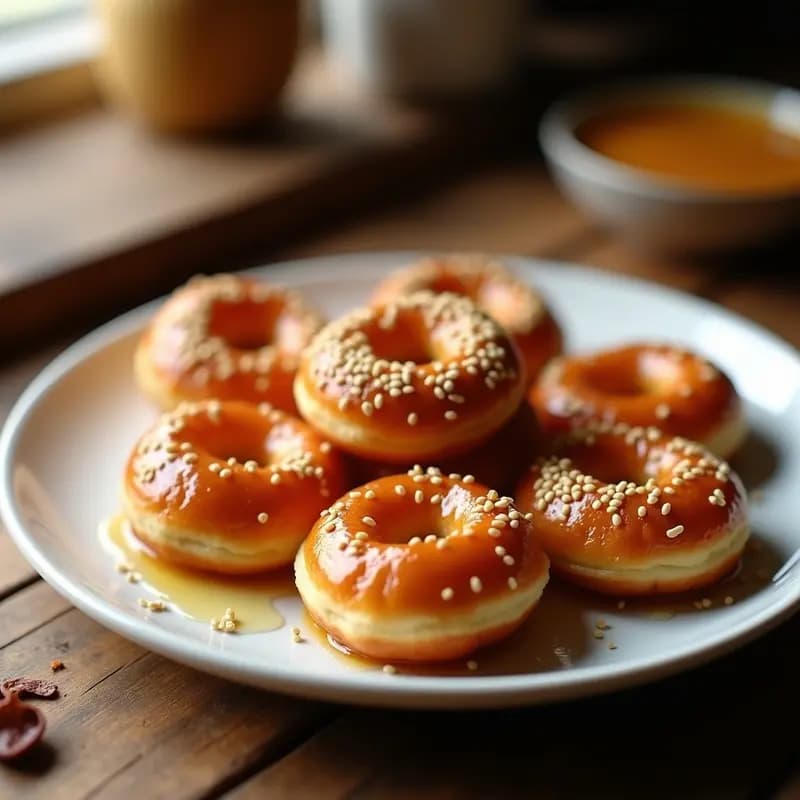 Zalabia Marroquí con Miel y Sésamo: Donuts Árabes Crujientes en Freidora